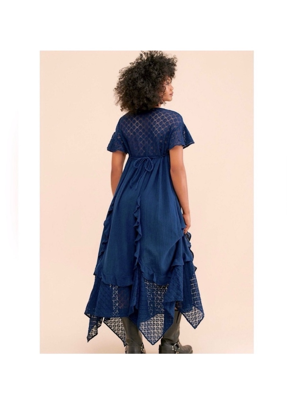 Free People "Bring the Romance" lace-bodice maxi dress Navy Medium - Picture 5 of 10